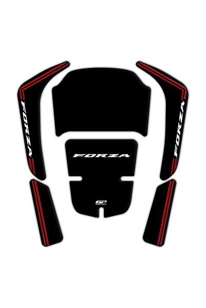 GP KOMPOZİT Honda Forza 250 2018-2025 Uyumlu Tank Pad Siyah-Kırmızı