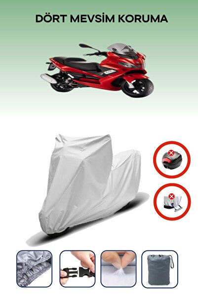 Breen قفل حقيبة خلفية رمادي اللون غير متوافق مع غطاء دراجة نارية متوافق مع Gilera Nexus 250، 4 مواسم