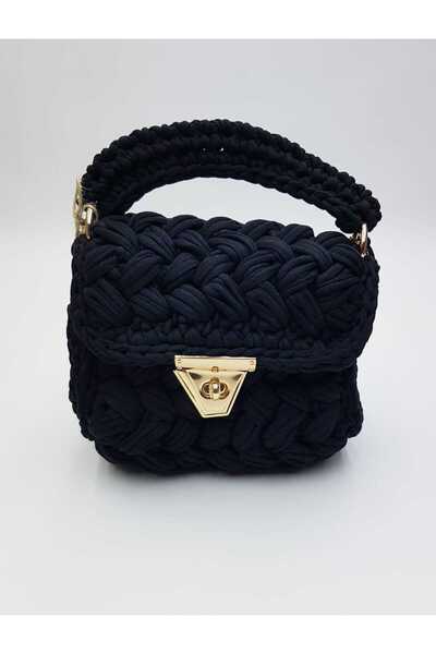 ESRADA Hand Knitted Black Women's Knitted Bag
