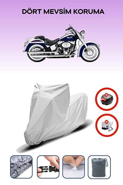 Breen قفل حقيبة خلفية رمادي اللون غير متوافق مع قماش الدراجة النارية هارلي ديفيدسون سوفتيل ديلوكس FLSTNI المتوافق مع الدراجات النارية