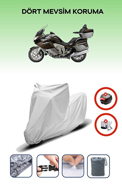 Breen قفل حقيبة خلفية رمادي اللون غير متوافق مع BMW K 1600 GTL، قماش دراجة نارية متوافق حصريًا، 4 مواسم