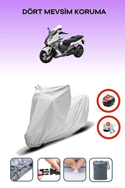 Breen قفل حقيبة خلفية باللون الرمادي غير متوافق مع BMW C 650 Sport، قماش دراجة نارية متوافق مع 4 مواسم