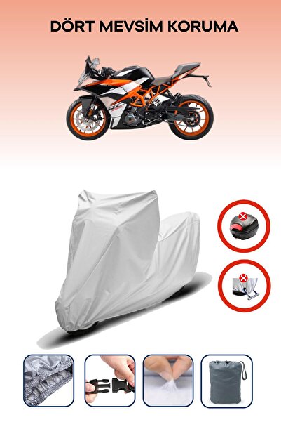 Breen قفل حقيبة خلفية رمادي اللون غير متوافق مع KTM 390 RC، قماش دراجة نارية متوافق مع 4 مواسم