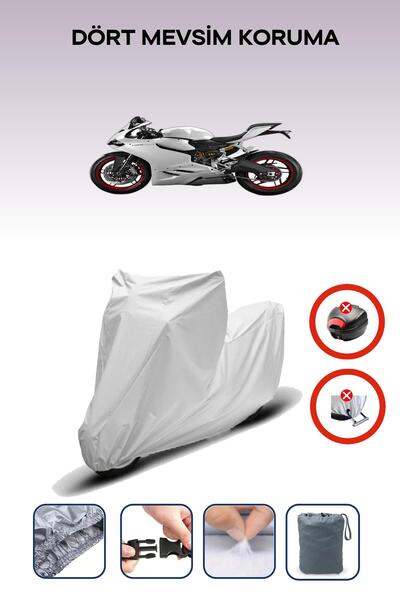 Breen قفل حقيبة خلفية رمادي اللون غير متوافق مع دراجة دوكاتي بانيجالي 899، متوافق مع قماش الدراجات النارية، 4 مواسم