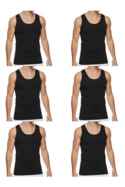 SÜSEN LİNGERİE 6 Pcs Men's Combed Cotton Tank Tops, Daily Quality Men's Combed Cotton Tank Tops