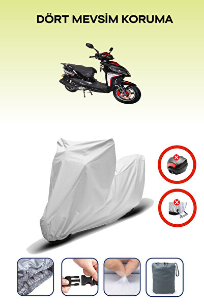 Breen قفل حقيبة خلفية رمادي اللون غير متوافق مع موتولوكس روسى 125، قماش دراجة نارية متوافق مع 4 مواسم