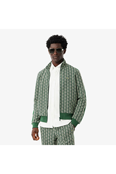 Lacoste Erkek Regular Fit Dik Yaka Monogram Yeşil Sweatshirt