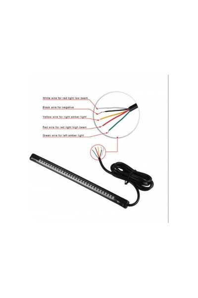 MOTOLİNAS Motosiklet Arka Kuuruk Şerit 48 Ledli Arka Stop + Sinyal Yapışma 12 V