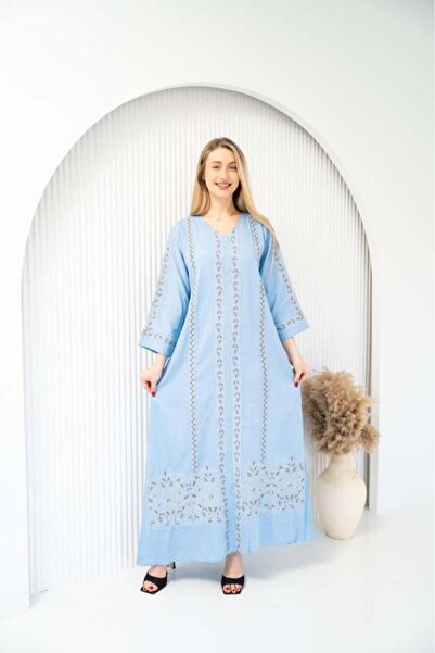 AFandina جلابيات مطرزة ناعمة ومريحة .بتصميم كلاسيكي الصيف صار أشيك S M - 6