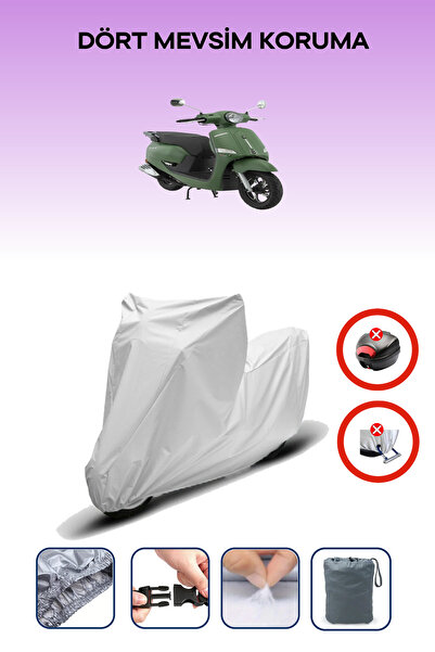 Breen قفل حقيبة خلفية رمادي اللون غير متوافق مع قماش الدراجة النارية المتوافق مع Mondial 50 Exon، 4 مواسم