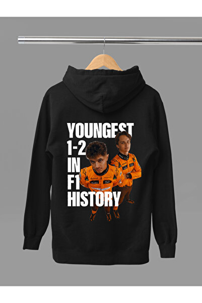 MAGORS LANDO NORRIS 2025 F1 CHAMPION, BUMBAC IMPRIMAT, Mânecă lungă, cu căptușeală din fleece 3 fire, Hanorac F1