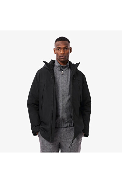 Lacoste Erkek Classic Fit Kapüşonlu Siyah Mont