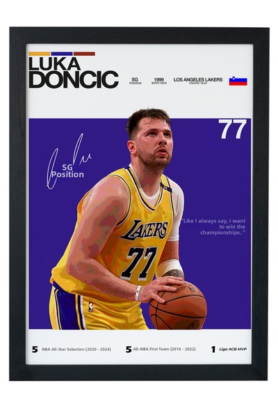 gxe.art Лука Дончич | Постер с дървена рамка | Модерна спортна декорация
