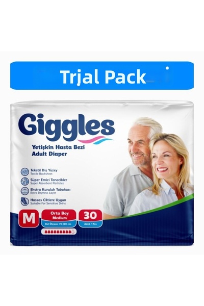giggles Adult Waistband Diapers Medium 1 Pack of 30 30 Pieces