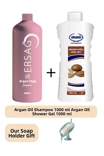 Ersağ Argan Oil Shampoo 1000Ml-Argan Oil Shower Gel1000Ml - Our Soap Dispense...