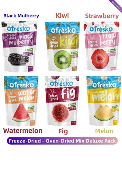 Ofrésko رقائق الفواكه المجففة - عبوة فاخرة من 6 قطع - مزيج مجفف بالتجميد ومجفف بالفرن