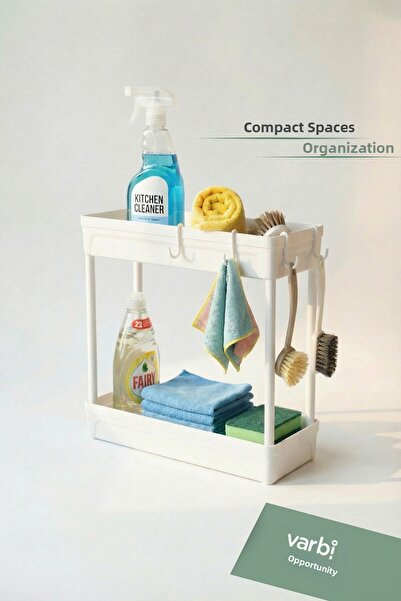 Varbifırsat منظم حمام معلق بطبقتين - حوض غسيل بقاعدة مضادة للانزلاق تحت المنضدة