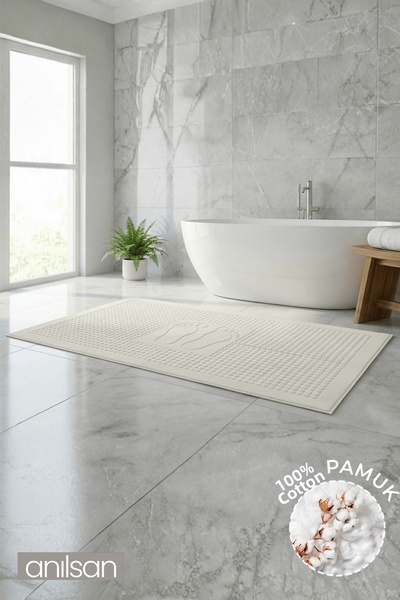 Anılsan منشفة قدم زيفرا إكرو - 60×130 سم، 690 جرام، 100% قطن، سجادة حمام للمنتجعات الصحية والفنادق، للاستخدام اليومي