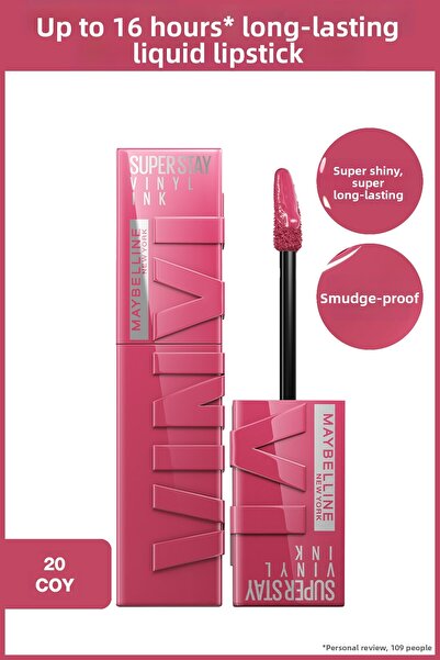 Maybelline New York Гланцово червило - Super Stay Vinyl Ink, дълготрайна течн...