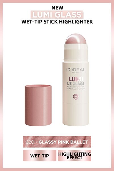 L'Oreal Paris لوريال باريس لومي جلاس ويت فينيش ستيب هايلايتر - 620 باليه وردي...