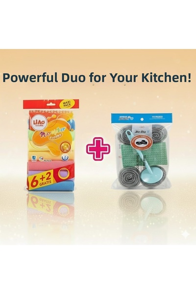 FB Cup 8 قطع من قماش الميكروفايبر + مجموعة من 4 قطع من أسلاك غسيل الأطباق فائ...