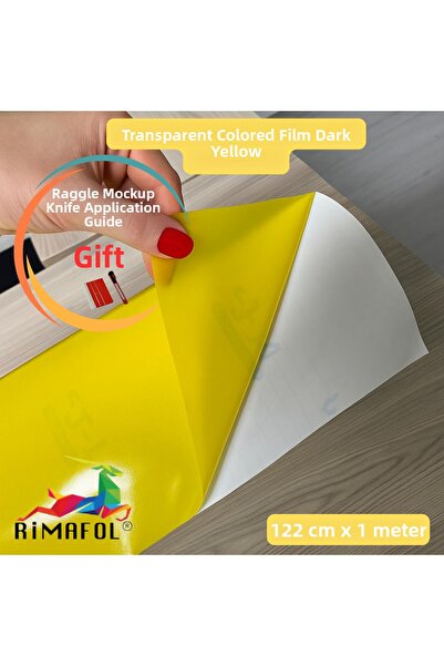 RİMAFOL رقائق لاصقة شفافة ملونة باللون الأصفر الداكن 122 سم × 1 متر