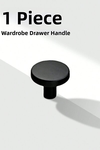 Trendaks Single Black Minimalist Modern Black Button Handle Drawer Cabinet Do...