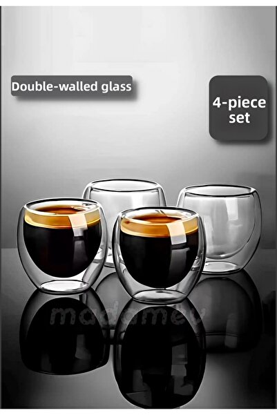 MegaShop Nespresso Starbucsk Compatible Double Wall Espresso Cups 4-Pack 80ml