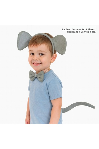Twin Store Elephant Costume Accessory Set 3 Pieces - Crown Bow Tie Tail