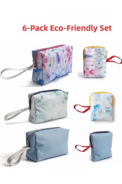 NS reliable 6-ЧАСТЕН ИКОНОМИЧЕН КОМПЛЕКТ Органайзер за грим за пътуване, многофункционална козметична чантичка