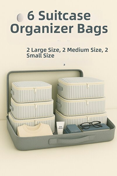 Spartek home textile 6 τεμάχια ριγέ - Σετ ταξιδιωτικού οργανωτή βαλίτσας και ...