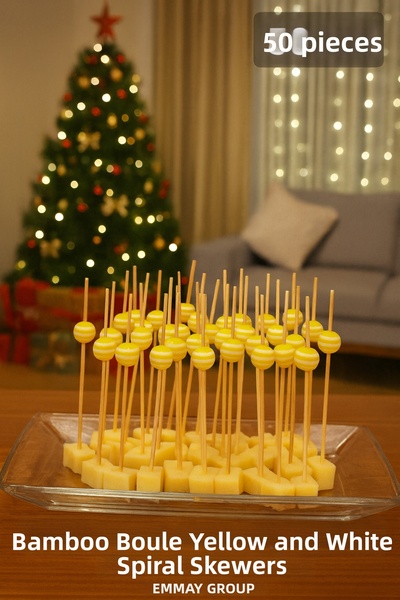 İthal Bamboo Yellow White Spiral Bead Toothpick • New Year • Presentation and...