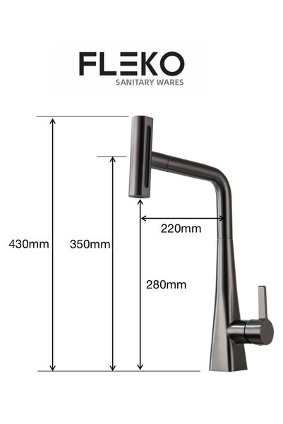 FLEKO BATARYA Madamestone Akış Mod Spiral Kitchen Faucet Anthracite