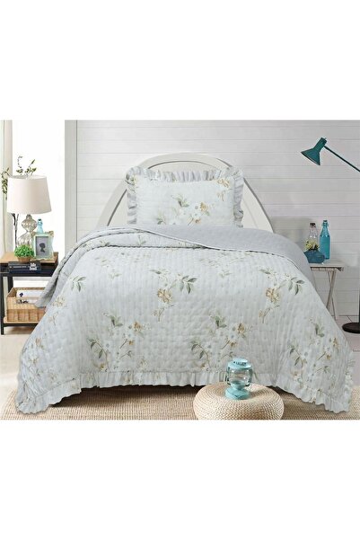 GOBLETTE HOME Flowers Series Single Quilted Bedspread - Floral Pattern with R...