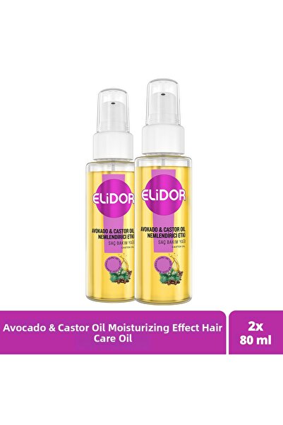 Elidor زيت العناية بالشعر بزيت الأفوكادو وزيت الخروع ذو تأثير مرطب 80 مل × 2