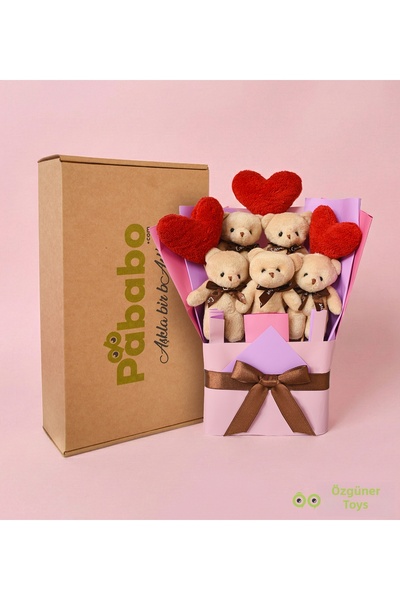 Özgüner Oyuncak Christmas & New Year Gift Teddy Bear Bouquet – Teddy Bear Bouquet Surprise with Heart