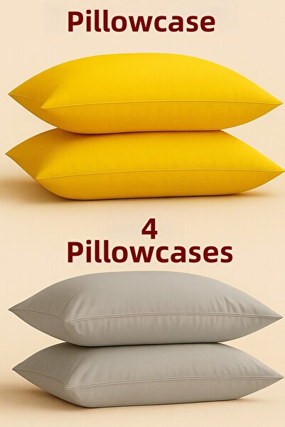 ÇIQRIK HOME 4 قطع 50 × 70 سم غطاء وسادة بسحاب مصنوع من القطن بنسبة 100% أصفر/...