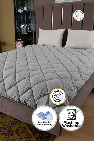 yasetex tasarım 100% Merino Wool Double Quilt Sleeping Set - Mattress Cover, 2 Pillows and Sheet as a Gift
