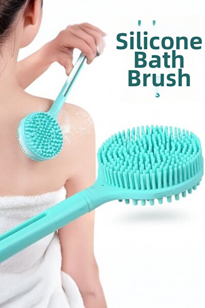 CMT Double-Sided Silicone Long Handle Bath Brush