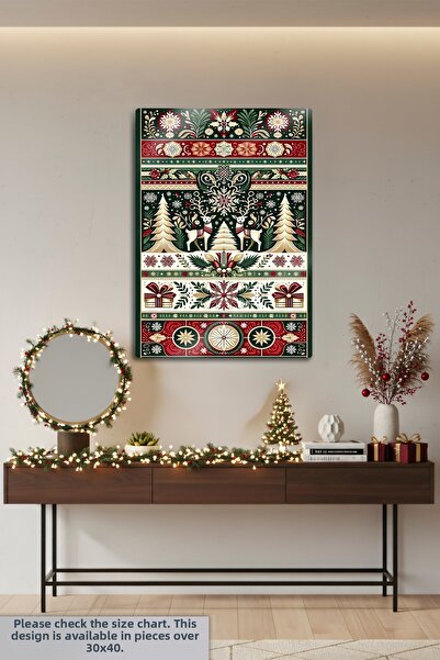 DekorHane Metal Tabletop - New Year, Textured Patterned Christmas Gift, Christmas, Deer Gloves Pine Tree Decor