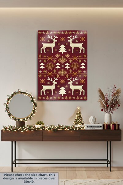 DekorHane Metal Tabletop - New Year, Textured Patterned Christmas Gift, Christmas, Deer Gloves Pine Tree Decor