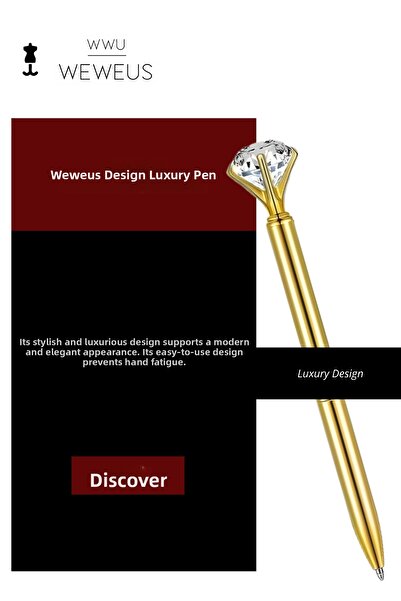 Weweus Gold Golden Yellow Crystal Luxury Ballpoint Pen