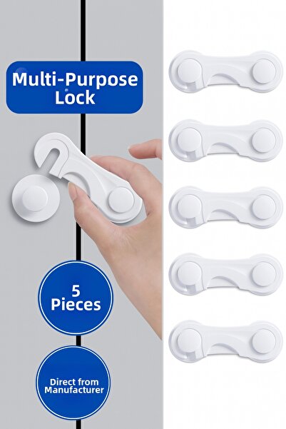 Wappa Baby 5 bucăți încuietori de siguranță pentru uși, încuietori pentru dulapuri, încuietori pentru sertare, încuietori pentru produse albe multifuncționale