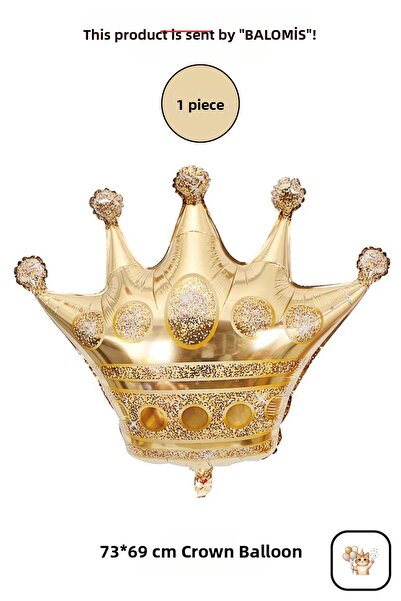 BALOMİS 1 Piece King Crown Shaped Foil Balloon 73X69 cm Birthday Decoration