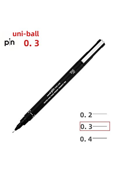 Uni قلم رسم فني بطرف أكريليك على شكل دبوس كروي 0.3 مم