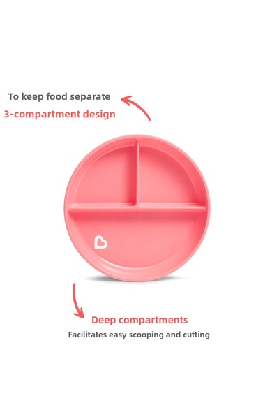 Munchkin طبق تغذية بتفريغ الهواء الثابت |   6 أشهر فما فوق، 3 أقسام، خالٍ من ...