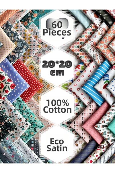 FabricMarket 60 τεμάχια 20x20 εκ. 100% βαμβακερό ύφασμα σατέν συνονθύλευμα – ...