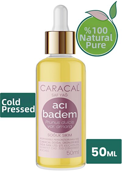 caracal زيت اللوز المر النقي 100٪ سعة 50 مل، زيت اللوز المر المعصور على البار...