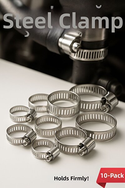Transformacion Σετ με 10 σφιγκτήρες σωλήνων |   Ρυθμιζόμενος βιδωτός σφιγκτήρας από χάλυβα 5 μεγεθών |   13-27 χιλιοστά 722526