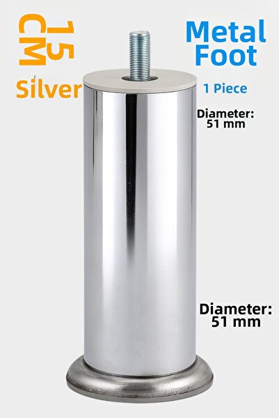 Badem10 Crom argintiu 15 cm metal grosime 51 mm picior de mobilier modern durabil scaun canapea unitate TV șurub M8